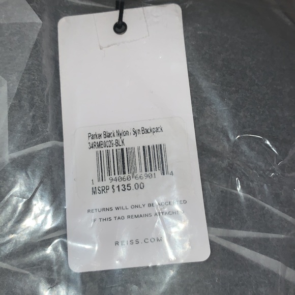 Reiss Parker Men’s Nylon Work Essential Backpack Black Silver NWT - Picture 10 of 13